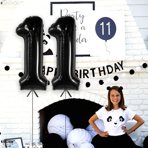 Vista 8 de KatchOn, Globo negro gigante del número 11 de 40 pulgadas, globos negros 11 para decoraciones de cumpleaños de 11 años para niños, globos negros