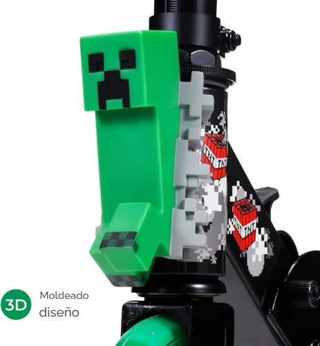 Vista 4 de Monopatín de 2 ruedas con ruedas que se iluminan – Plegable, plataforma antideslizante, cómodo y suave para andar Minecraft