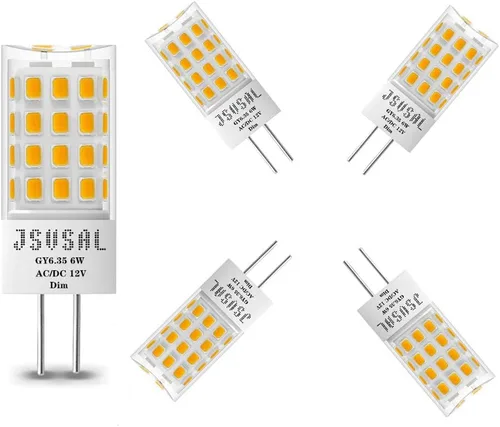Vista 12 de Bombilla LED GY6.35 regulable, T4 JC tipo GY6.35/G6.35 base bi-pin, AC/DC 12V blanco cálido 2700K, 6W equivalente a 50-65W G6.35/GY6.35