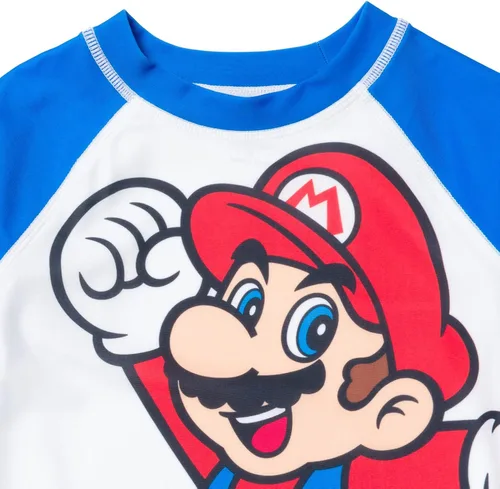 Vista 5 de SUPER MARIO Nintendo Mario Rash Guard - Camiseta de natación para niños pequeños a grandes