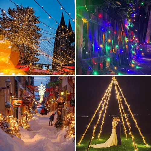 Vista 2 de Voolex Luces de Navidad de 204 pies, 600 LED, 2 colores cambiantes, luces de Navidad multicolor o blanco cálido, regulables, 11 modos
