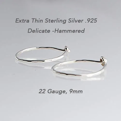 Vista 11 de Aretes de plata de ley abiertos para cartílago, tragus, delgados, calibre 22