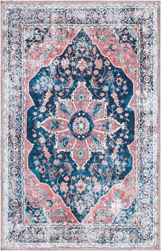 Vista 3 de Unique Loom Yara Collection - Alfombra de área - Aramis (2' x 3' 1" Rectángulo, azul marino/beige)