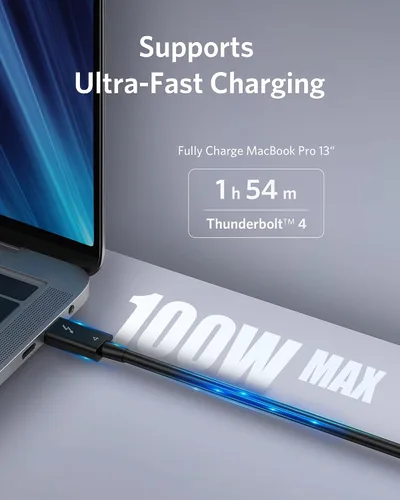 Vista 5 de Anker Cable USB C a USB C certificado Thunderbolt 4, pantalla 8K/4K/40Gbps compatible con USB4, Thunderbolt 4/3, para MacBook, iPhone 16