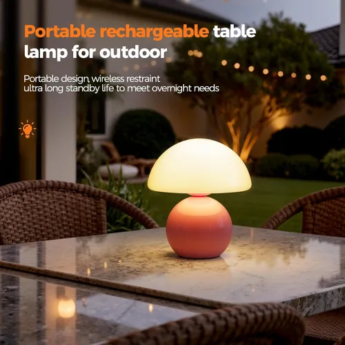 Vista 7 de NIORSUN Lámpara de Mesa con Forma de Hongo para Dormitorio, Lámpara de Mesa Portátil Inalámbrica, Lámpara Inalámbrica, Pequeñas Lámparas Táctiles