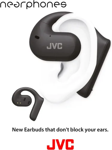 Vista 2 de JVC Nearphones Auriculares inalámbricos de oreja abierta con controladores grandes de 0.63 pulgadas para un sonido potente, uso de una sola oreja