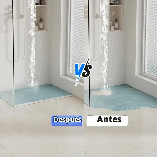 Vista 2 de Barrera de umbral de ducha de 39 pulgadas, sello inferior de puerta de ducha de silicona para tapón de agua, borde flexible para protector