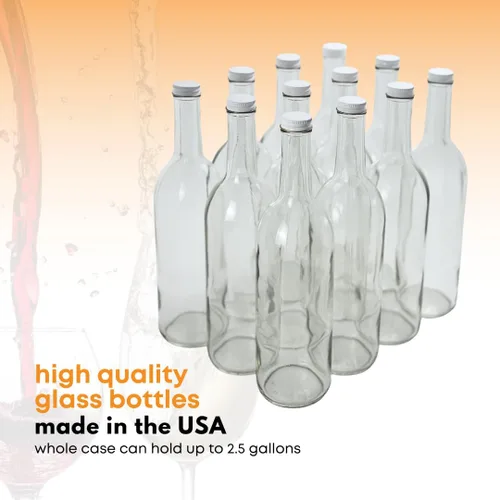 Vista 9 de Botellas de vidrio transparente de 25.4 fl oz con tapas W5 Burdeos - Juego