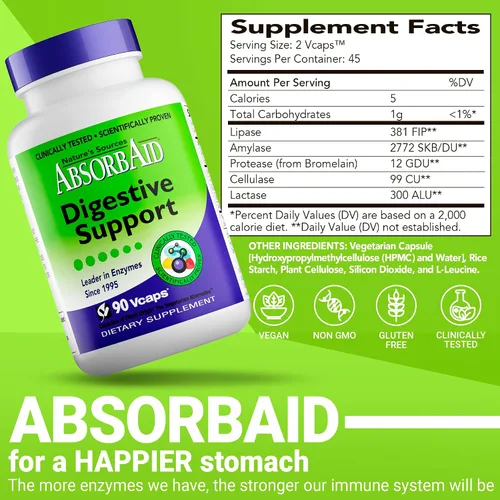 Vista 5 de Nature's Sources AbsorbAid - Soporte digestivo - 90 Vcaps
