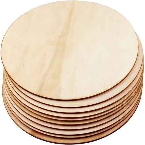 Vista 3 de Paquete de 10 círculos redondos de madera sin terminar de 8