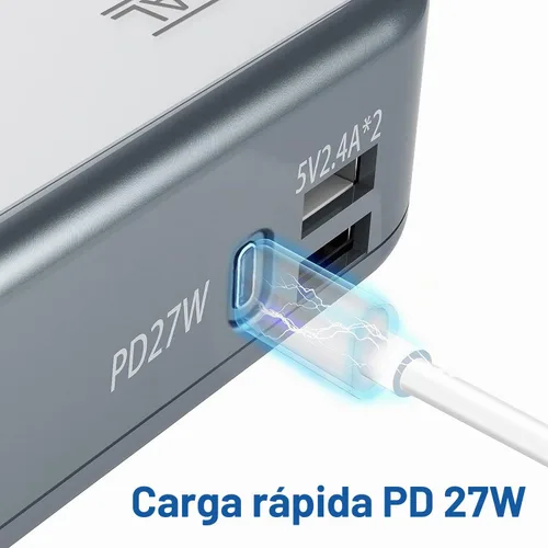 Vista 4 de FOVAL Inversor de corriente para automóvil de 200 W, CC 12 V a 110 V CA, cargador rápido para portátil con convertidor [USB-C PD de 27 W] y puertos