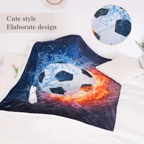 Vista 4 de Manta de fútbol, manta de fútbol, manta de franela suave, manta de fútbol adorable para niños, manta de cama súper suave de franela para sofá