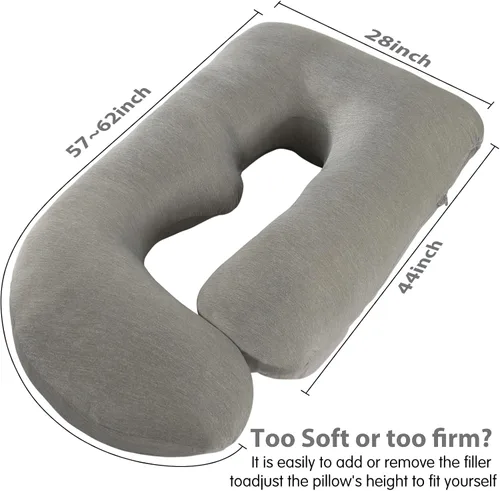 Vista 7 de Elover Almohada de embarazo en forma de U, soporte de maternidad de cuerpo Enfriamiento-gris oscuro