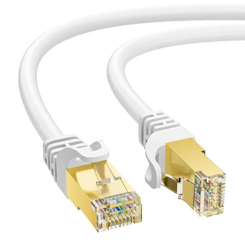 Vista 10 de Cable Ethernet Cat 7 de 0.6 pies, cable de Internet de alta velocidad de 10 Gbps, blindado SFTP, cobre puro OFC, cable de red LAN RJ45 CAT7