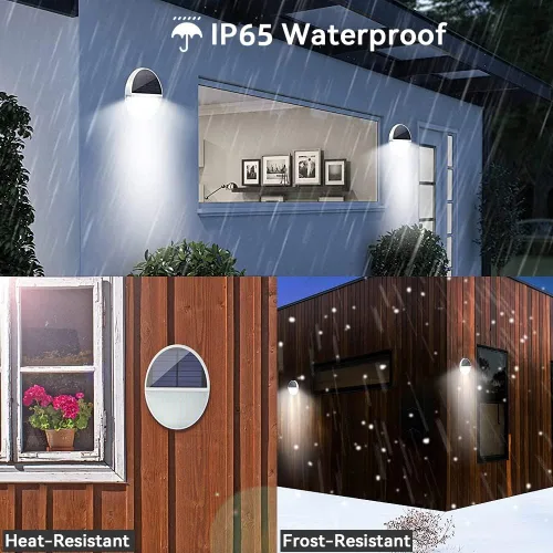 Vista 4 de Luz solar al aire libre, luz de inducción automática para microondas, sin cableado IP65, luz de pared impermeable, funciona con energía solar