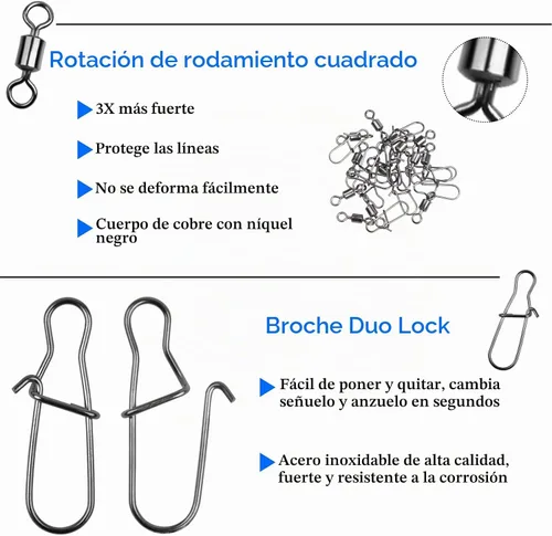 Vista 5 de Kit giratorio de pesca 190pcs Accesorios de pesca Tackle rodamiento