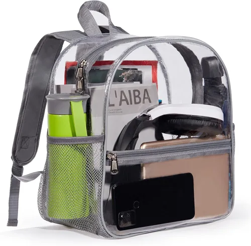 Vista 7 de ZJIE Mini mochila transparente de 12 x 12 x 6 pulgadas, aprobada por