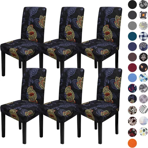 Vista 16 de Sufdari Juego de 2 fundas para sillas de comedor, fundas para sillas de cocina, fundas para sillas Parsons, protectores de sillas de elastano