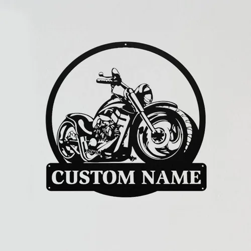 Vista 14 de Letrero con nombre personalizado, letrero de metal para motocicleta, decoración de pared con nombre de familia, decoración rústica para el hogar