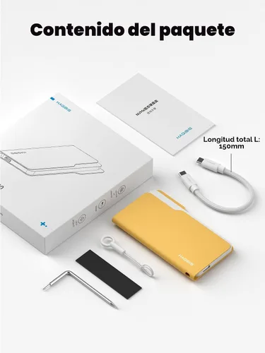 Vista 9 de Hagibis Carcasa SSD, estilo carpeta USB 3.2 Gen2 10Gbps a NVMe PCI-E M.2 SSD, carcasa de disco duro externo M.2 para MacBook, laptop, iPad, Android