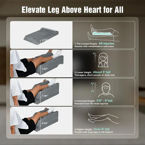 Vista 4 de LightEase Almohada ajustable para piernas, almohadas de elevación de piernas para después de la cirugía, soporte de espuma viscoelástica