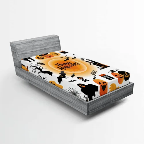Vista 91 de Ambesonne Juego de sábanas bajeras veganas, ilustración de plátanos simétricamente alineados con patrón de frutas exóticas, funda de cama
