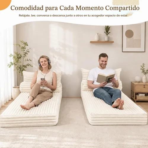 Vista 3 de MeMoreCool Sofá cama convertible, sofá plegable con almohadas, pana