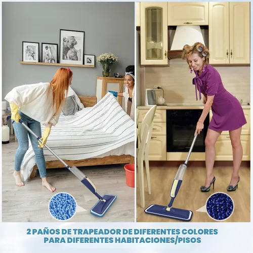 Vista 2 de Trapeadores húmedos en aerosol para limpieza de pisos: fregona de piso de Beige