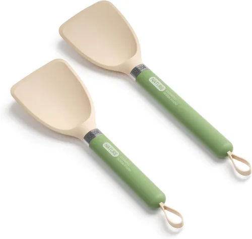 Vista 5 de Espátula pequeña de silicona para cocinar girador flexible con núcleo interior sólido y mango de nailon resistente al calor, espátula ideal