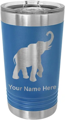 Vista 7 de LaserGram Vaso de pinta aislado al vacío de 16 onzas, elefante indio, grabado personalizado incluido (negro) Engraved Gift, Vacuum Insulated
