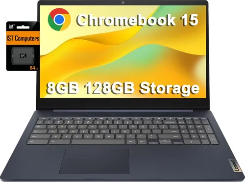 Vista 12 de Lenovo Chromebook 15 Laptop, 15.6" FHD, Intel Celeron N4500, 4 GB de RAM