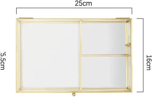 Vista 5 de Organizador de cosméticos, organizador de maquillaje, compartimentos de vidrio, soporte para brochas de maquillaje, caja de cosméticos claridad
