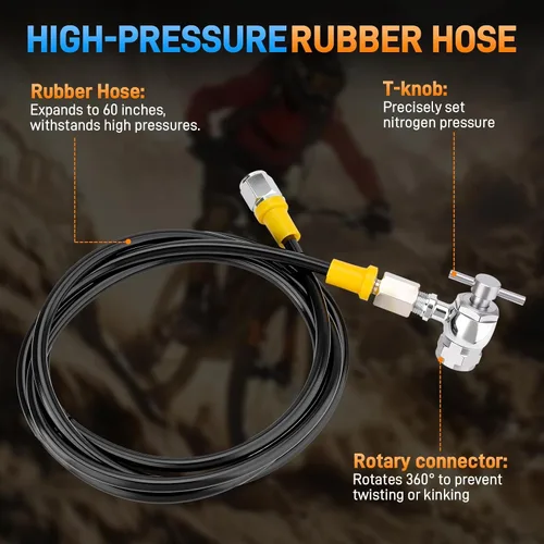 Vista 4 de Kit regulador de nitrógeno, herramienta de llenado de choque de nitrógeno de 4000PSI con portabrocas y medidor Schrader sin pérdidas