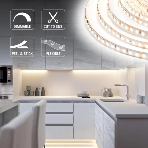 Vista 3 de Armacost Lighting RibbonFlex Pro 136230 - Tira de luces LED blancas de 24 V, 120 LED/m, 2700K, 16.4 pies