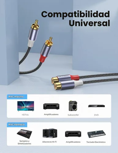 Vista 2 de MOSWAG Cable de extensión RCA macho a hembra, cable de audio estéreo RCA a