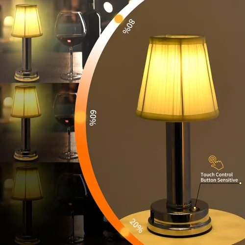 Vista 3 de SOL HOME AND GARDEN Lámpara de mesa LED con interruptor táctil USB estilo hongo de cristal, decoración de atmósfera, para dormitorio, sala de estar