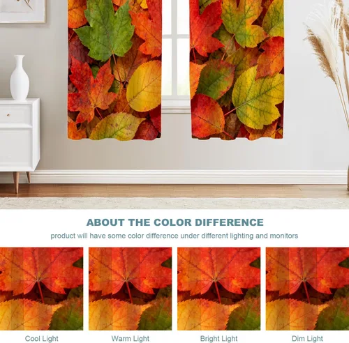 Vista 385 de Shrahala Orange Autumn Autumn Blackout Curtain Tiers, Fall Kitchen Valance Light Blocking Tier Drapes with Rod Pocket, 2 Pack 26 X 24 in