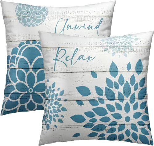 Vista 8 de Giwawa Juego de 2 fundas de almohada navideñas de 18 x 18 pulgadas, fundas de almohada de algodón rústico de Papá Noel de granja para sofá