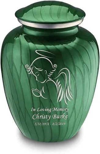 Vista 18 de Geturns - Pequeñas urnas de cremación de ángel personalizadas para cenizas humanas, urna funeraria negra para mujeres y hombres con capacidad