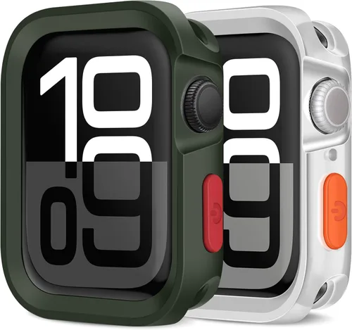 Vista 27 de Amizee 2 Pack Estuche Resistente Compatible con Apple Watch Serie 9/8/7 41mm SE 3/2/1 Serie 6/5/4 40mm, Funda Protectora Amortiguadora de TPU Blanda