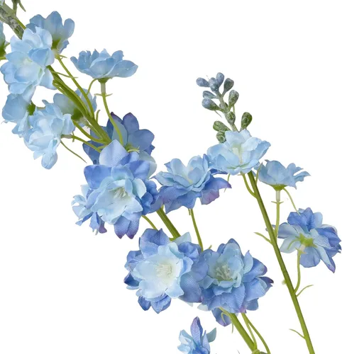 Vista 3 de ZYTUYO 4 piezas de flores artificiales de delfinio azul claro de 33.5'' de largo, planta de tallo de larkspur, flores de seda florales, ramos falsos