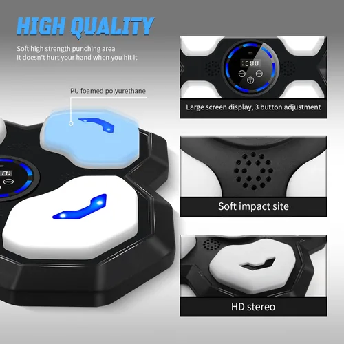 Vista 4 de Máquina de Boxeo Musical para Niños y Adolescentes Adultos, Equipo de Entrenamiento con Guantes, Máquina de Entrenamiento Musical de Boxeo Montada