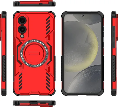 Vista 154 de Funda compatible con Motorola Edge 50, compatible con carga inalámbrica MagSafe [PC + TPU] 2 en 1 funda magnética protectora anticaída para Rojo