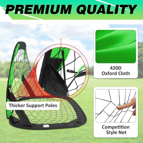 Vista 4 de BOHEN Porterías de fútbol desplegables para niños, red de fútbol portátil plegable para exteriores, interiores, patio trasero y playa