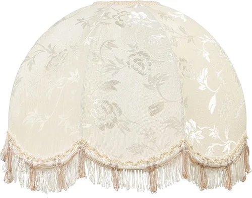 Vista 7 de Aspen Creative 34524 pantalla de lámpara de araña de cúpula con volutas cosidas a mano en color beige con tela texturizada jacquard con flecos, 4