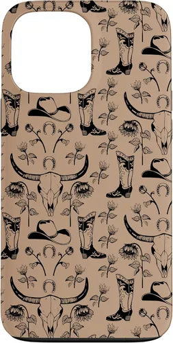 Vista 24 de Western Boho Skull, Sunflowers, Country Girls, Cowgirls Boot Case for iPhone 17