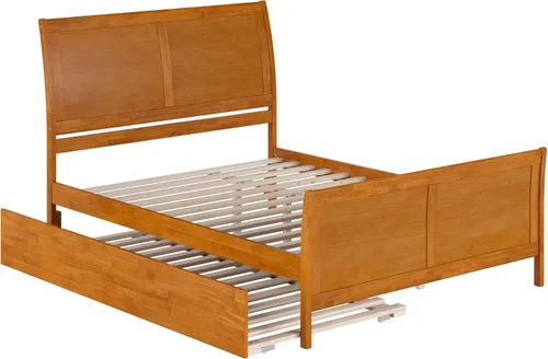 Vista 26 de AFI, Portland - Cama de plataforma matrimonial con estribo a juego con cama nido individual, color espresso