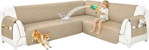 Vista 49 de Fundas para sofá modular, impermeables, 6 piezas, fundas de sofá en forma de L, lavables, antideslizantes, fundas para sofá seccional, suaves