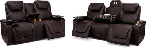 Vista 14 de Seatcraft Colosseum - Sofá marrón con mesa plegable
