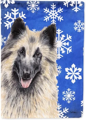 Vista 270 de Caroline's Treasures SC9374GF Bulldog English Snow flakes Holiday Garden Flag Buzón Bandera decorativa para patio exterior, patio, obras de arte